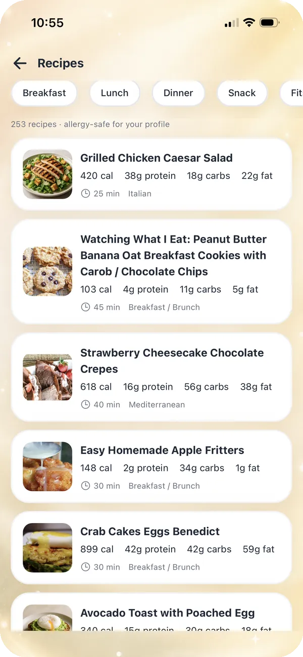 Browsing allergy-safe recipes in Punkin